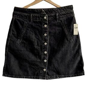 NWT Anthropologie Pilcro Black Denim Button Front Mini Skirt – Size 16